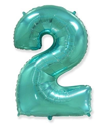 Balon Foliowy Cyferka "2" Flexmetal, Turkusowa (100cm.)