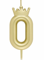 Golden birthday candle - Number 0 with crown