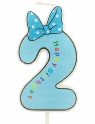 Children's candle number "2" blue