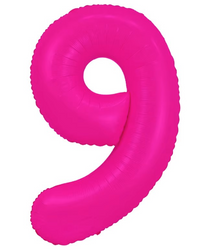 Fóliový balónek číslo "9" růžový neonový (100 cm).)