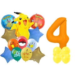 Set of Numbers 4 Pokemon Balloons Foil and Rubber Balloons with Printing