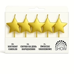 Gold birthday candles in the shape of stars - 5 pcs.