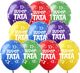 Balony gumowe z nadrukiem Super TATA (10 szt.)