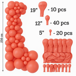 Zestaw Balonów Dekoracyjnych Kolor Red Coral 70 sztuk