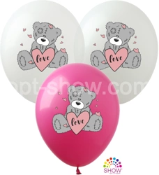 Printed rubber balloons Teddy Bear in Love (10 pcs.)