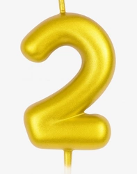 Gold birthday candle number "2" - elegance for any occasion
