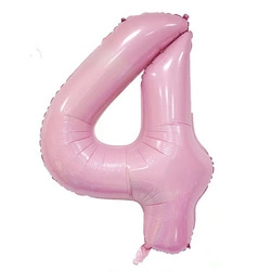 Balon Foliowy Cyferka "4" Jasnoróżowa (100cm.)