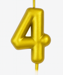 Zlatá narozeninová svíčka číslo "4" - elegance pro každou příležitost