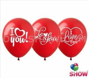 Balony gumowe z nadrukiem I Love You (10 szt.)