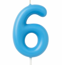 Candle Numeral "6" - Blue