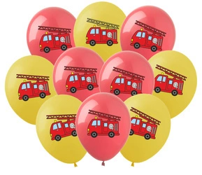 Printed rubber balloons Fire Brigade (10 pcs.)