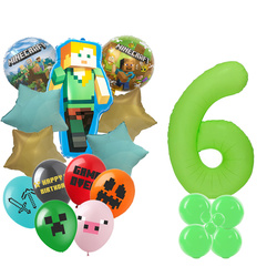 Zestaw Balonów „Minecraft” – Balony Foliowe i Gumowe z Nadrukiem (34 elementy)