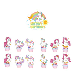 Magic Toppers with Unicorns - Birthday Cake Decoration (12+1)