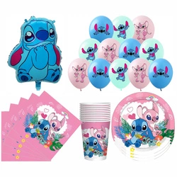 Zestaw Urodzinowy Stitch Angel Balony, Talerzyki, Kubeczki, Serwetki