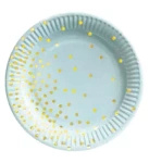 Паперові тарілки Blue Gold Dots (10 штук).)