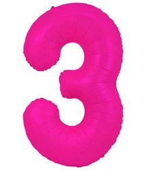 Balon Foliowy Cyferka "3" Różowy Neon (100cm.)