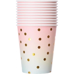 Pastel paper cups with gold dots - 10 pcs.