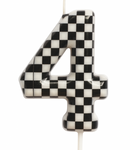 Narozeninová svíčka číslo "4" - šachovnicový vzor, závod