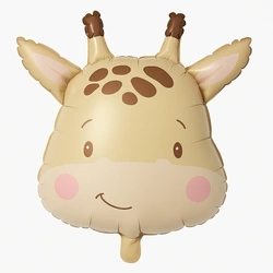 Foil balloon in the shape of a giraffe 55 cm x 63 cm.