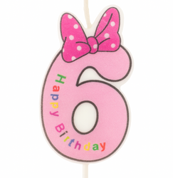 Dětská svíčka číslo "6" růžová