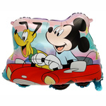 Fóliový balónek "Mickeyho auto" - Mickey Mouse a Pluto v červeném autě
