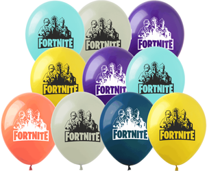 Gumové balónky s potiskem Fortnite (10 kusů).)