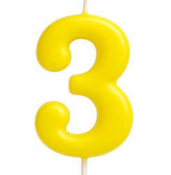 Svíčka číslo "3" - žlutá