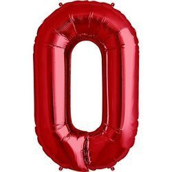 Фольгована повітряна кулька номер "0" червона (100см).)