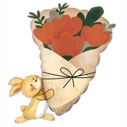 Foil Balloon "Bunny with Bouquet" - 63x68 cm
