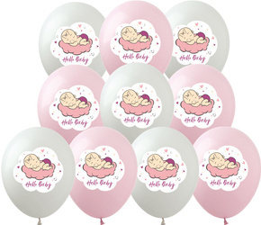 Hello Baby GIRL printed rubber balloons (10 pcs.)