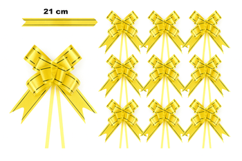 Kokarda dekoracyjna jasnożółta ze złotym brzegiem – 21 cm (zestaw 10 szt.)