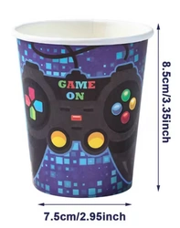 Paper cups "Game On" - 10 pcs. | Gamer theme