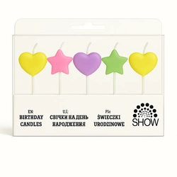 Colorful SHOW Birthday Candles - Hearts and Stars