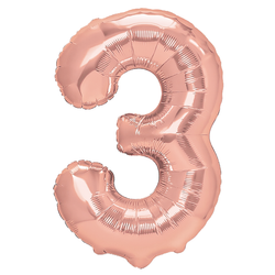 Fóliový balónek číslo "3" růžovo-zlatý (100 cm).)