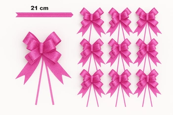 Pink decorative bow with embossed pattern - 21 cm (set of 10 pcs).)
