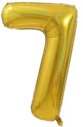 Foil Balloon Number "7" Gold Brocade( 100cm.)