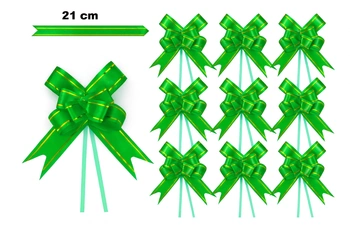 Kokarda dekoracyjna zielona ze złotym brzegiem – 21 cm (zestaw 10 szt.)