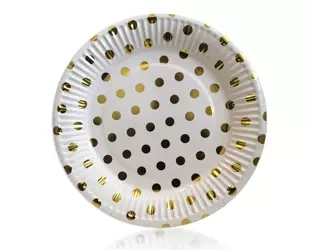 Paper Plates White Gold Dots (10 pcs.)
