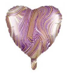Foil Heart Marble Purple 18" (45cm).)