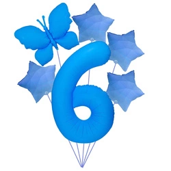 Set of balloons "Blue One with Butterfly" - ideal for 6. birthday