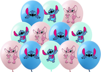 Balony gumowe z nadrukiem Lilo Stitch, (12 szt.)