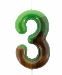Minecraft green and brown pixel candle "3"