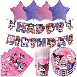 Zestaw Urodzinowy Kuromi My Melody Balony Talerzyki Serwetki Kubeczki