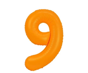 Balon Foliowy Cyferka "9" Pomarańczowy Neon (100cm.)