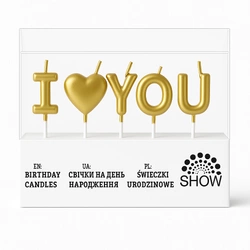 Gold candles "I LOVE YOU" - 5 pcs.