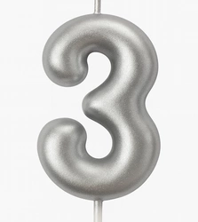 Silver birthday candle number "3" - elegance for any occasion