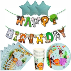 Safari Zoo Birthday Set - Decorations with Animals (44 items)