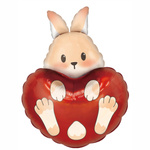 Fóliový balónek "Zajíček se srdcem" - roztomilý akcent pro každou příležitost 56x76 cm