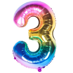 Fóliový balónek s číslem "3" Rainbow (100 cm).)