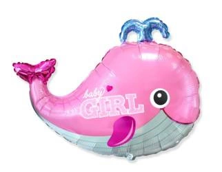 Baby Girl Whale Foil Balloon, Flexmetal